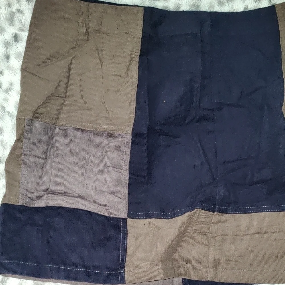 Love Riche Color Block Mini Pencil Skirt | Blue Brown Cargo Style | Boutique NWT - Picture 5 of 5